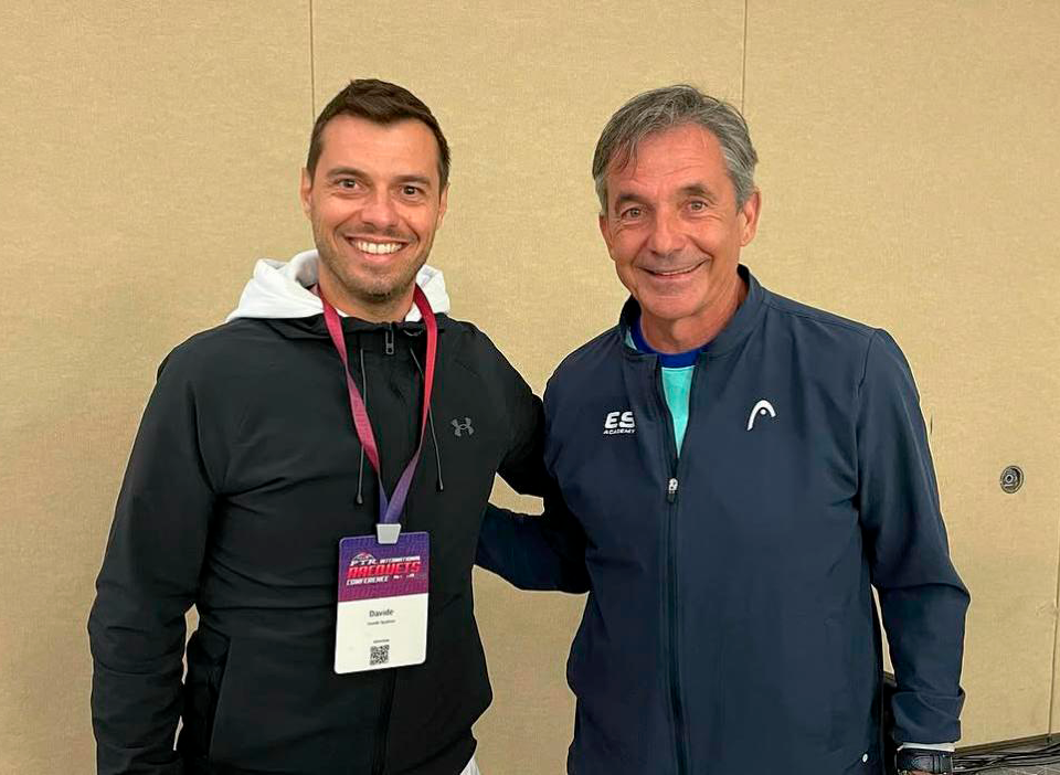 Davide Spadoni with Emilio Sánchez at the PTR International Racquets Conference