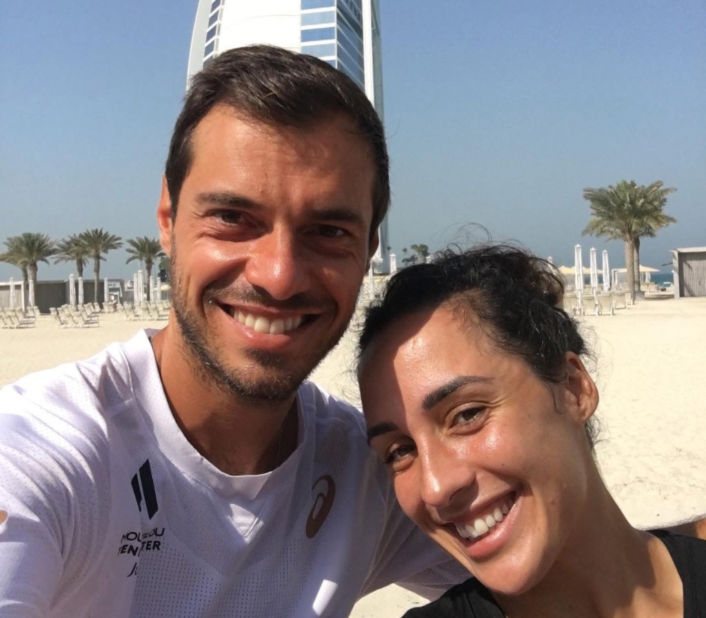 Davide Spadoni with Martina Trevisan at Mouratoglou Tennis Centre Dubai